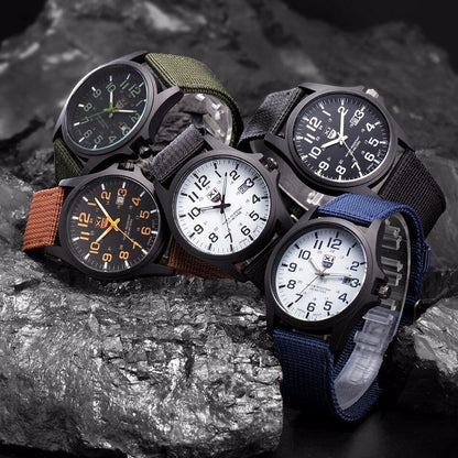 Illuminated Tactical Wristwatch — Multifunction Analog 45mm Sport 9