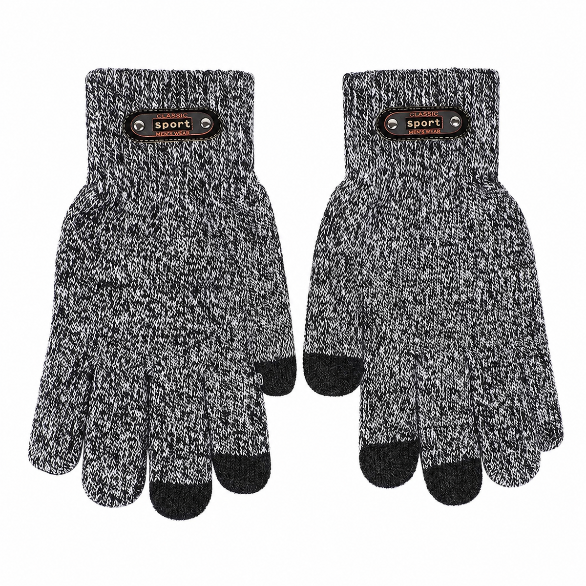 Men's Winter Knit Gloves — Touchscreen Fingertips One Size 7