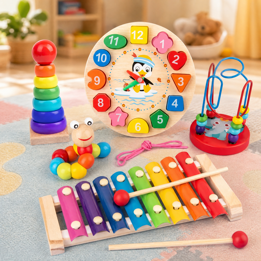 5-in-1 Montessori Wooden Toy Set — Educational Play from 6 Months 1