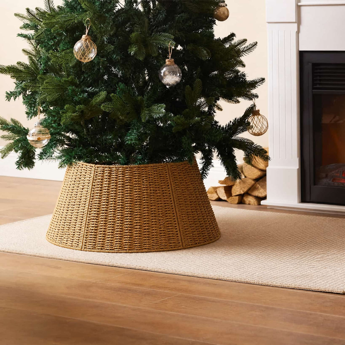 Woven Rattan Christmas Tree Collar — One Size Fits All 2