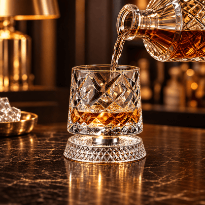360° Spin Whisky Tumblers – Set of 2 Crystal-Cut Glasses 3