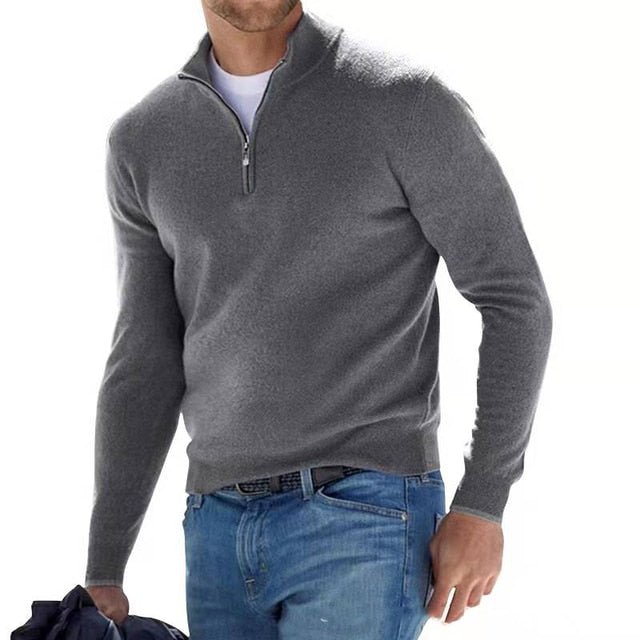 Men's Merino V-Neck Zip Sweater — Soft & Elegant Torino 4