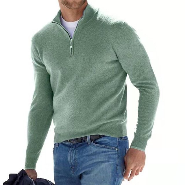 Men's Merino V-Neck Zip Sweater — Soft & Elegant Torino 5