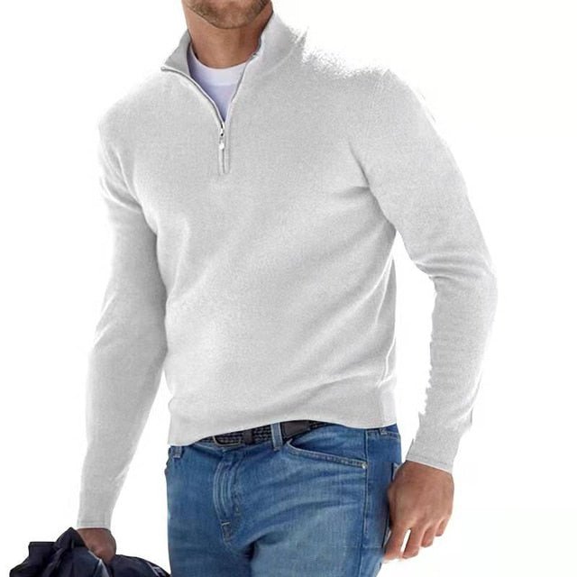 Men's Merino V-Neck Zip Sweater — Soft & Elegant Torino 7
