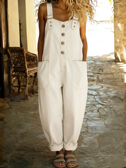 Salopette in Jeans con Bretelle Regolabili e Fibbie