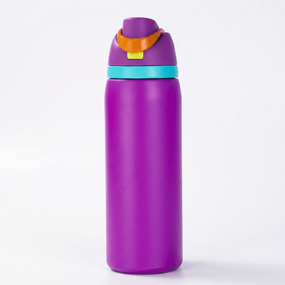 Insulated Water Bottle with Built-In Straw — Stainless Steel 3