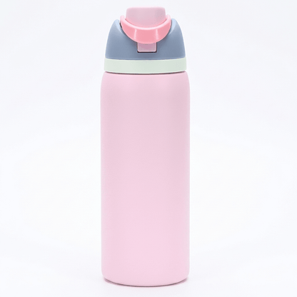 Insulated Water Bottle with Built-In Straw — Stainless Steel 2