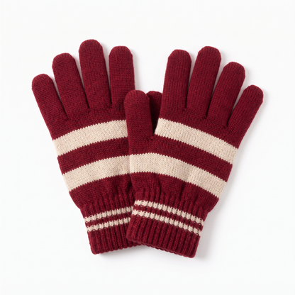 Striped Knit Winter Gloves Unisex — Elastic Ribbed Cuff 1