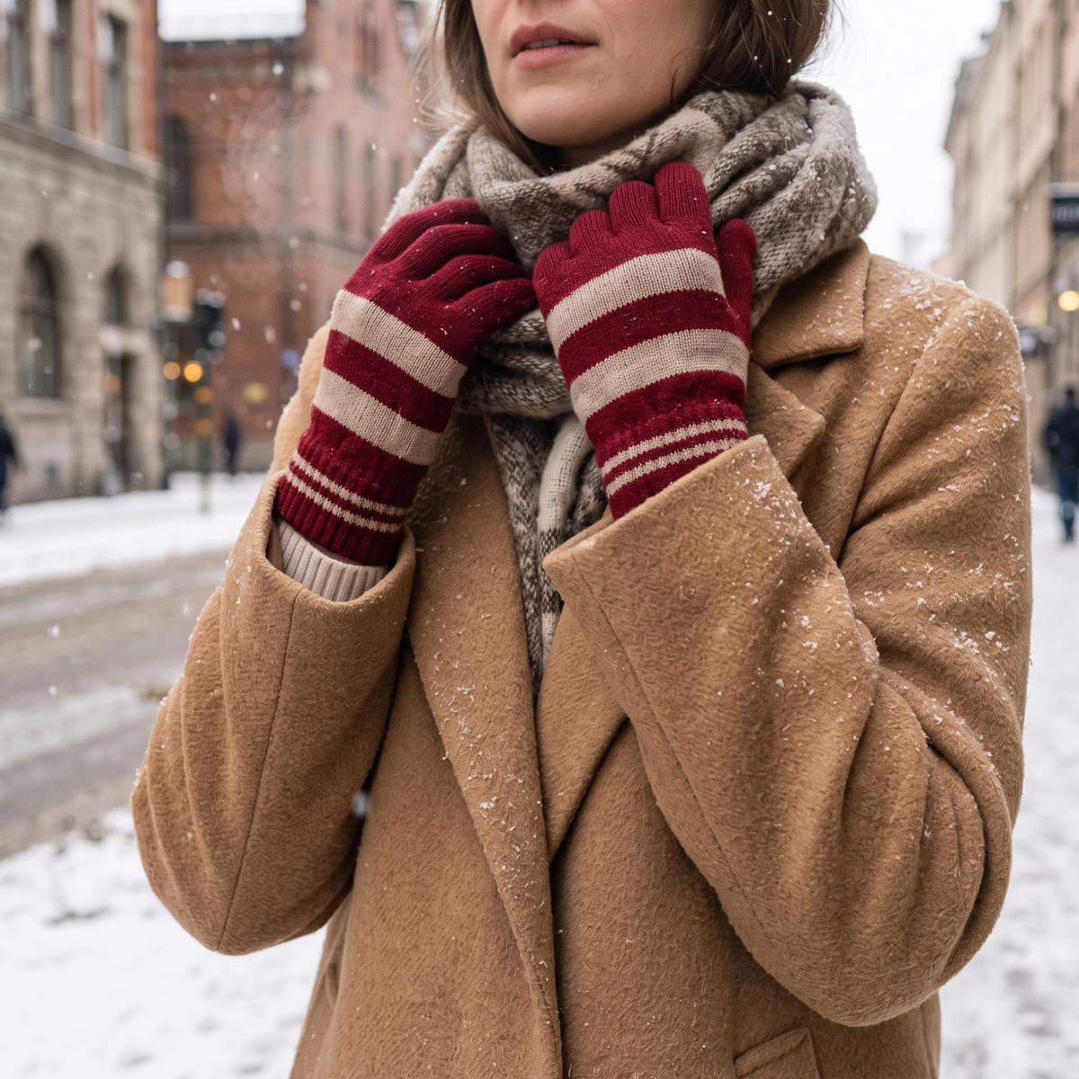 Striped Knit Winter Gloves Unisex — Elastic Ribbed Cuff 2