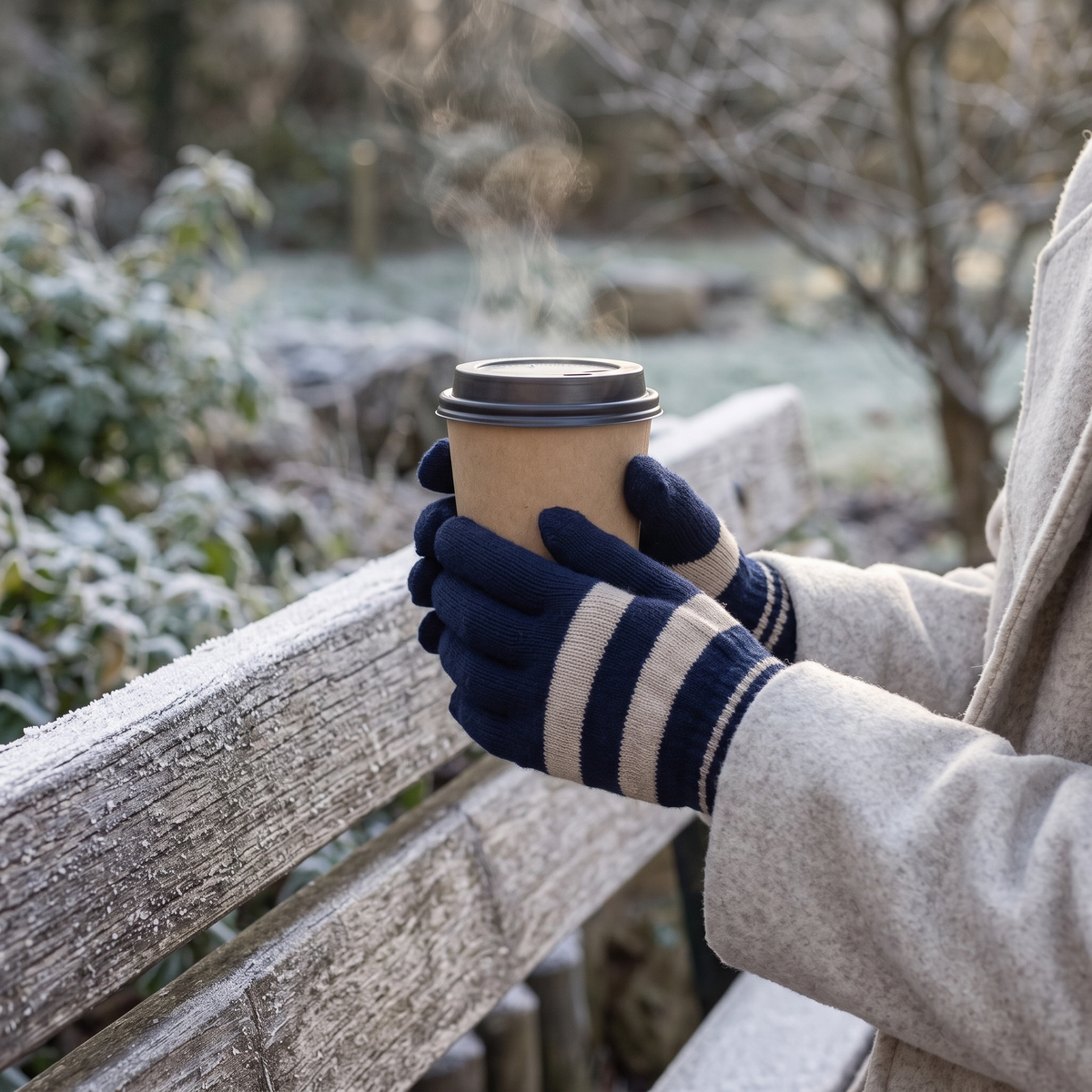 Striped Knit Winter Gloves Unisex — Elastic Ribbed Cuff 3