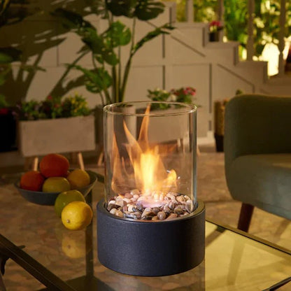 Portable Table Fire Lantern — Steel & Borosilicate Glass 1