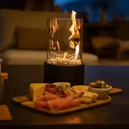 Portable Table Fire Lantern — Steel & Borosilicate Glass 4