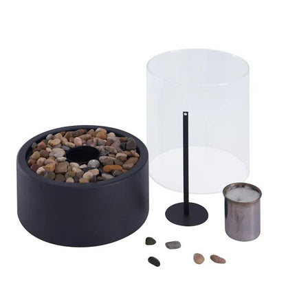 Portable Table Fire Lantern — Steel & Borosilicate Glass 7