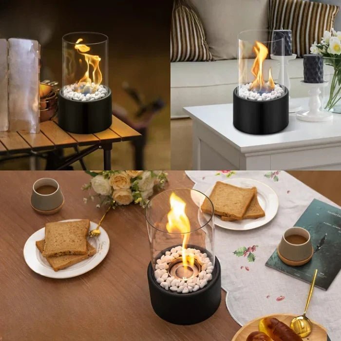 Portable Table Fire Lantern — Steel & Borosilicate Glass 8