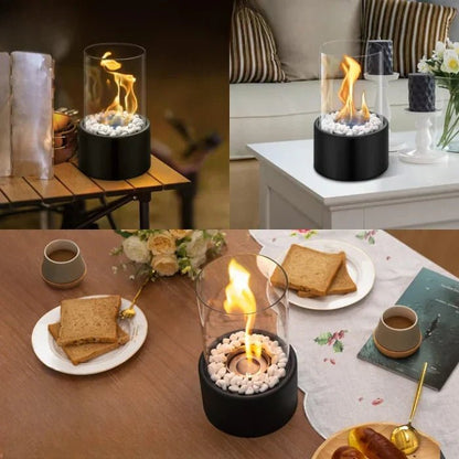 Portable Table Fire Lantern — Steel & Borosilicate Glass 8