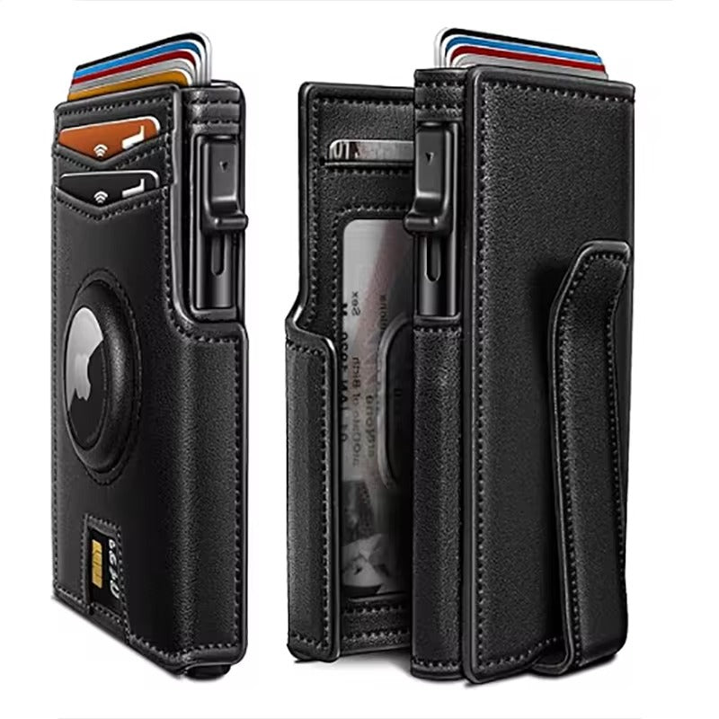 RFID Leather Pop-Up Wallet with AirTag Slot — Slim Design 3