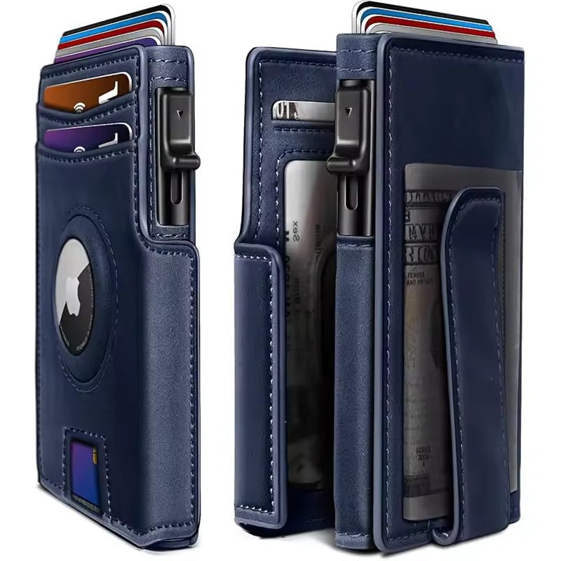 RFID Leather Pop-Up Wallet with AirTag Slot — Slim Design 4