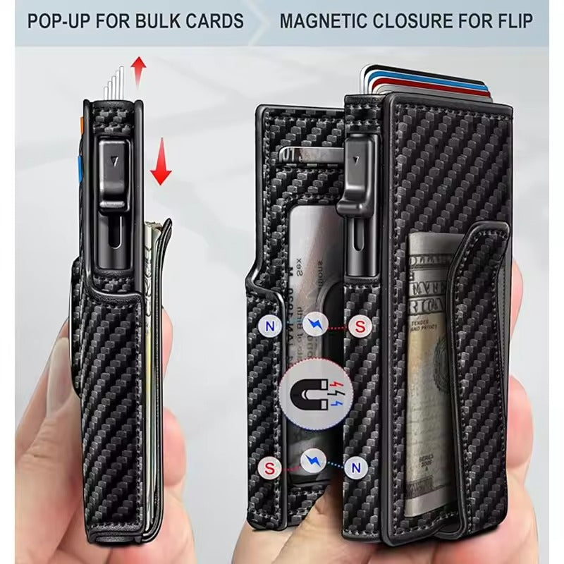 RFID Leather Pop-Up Wallet with AirTag Slot — Slim Design 5