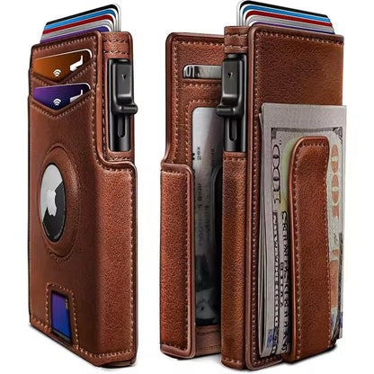 RFID Leather Pop-Up Wallet with AirTag Slot — Slim Design 6