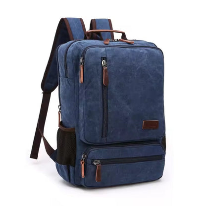 Vintage Canvas Backpack Large Capacity — Leather Detail Laptop Bag 6