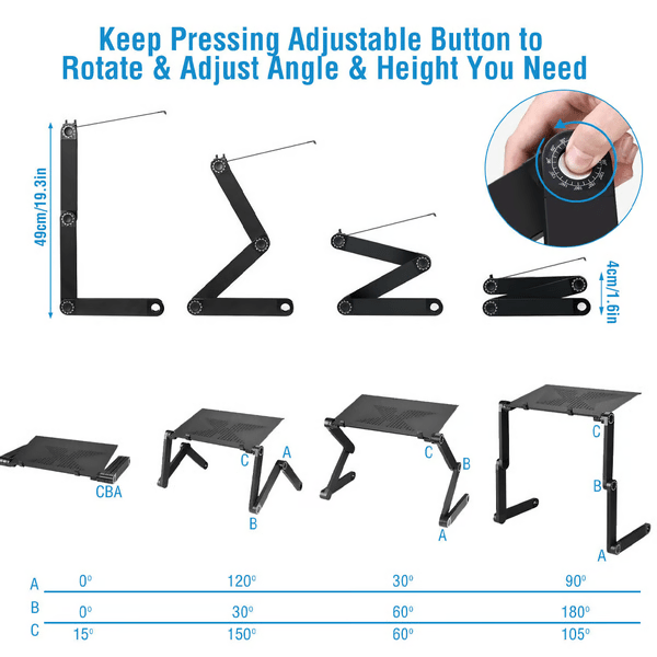 360° Ergonomic Laptop Stand Adjustable with Removable Mousepad 5