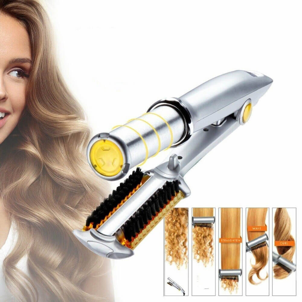 Piastra e Arricciacapelli 2 in 1 con Barile Rotante Ceramica Tormalina