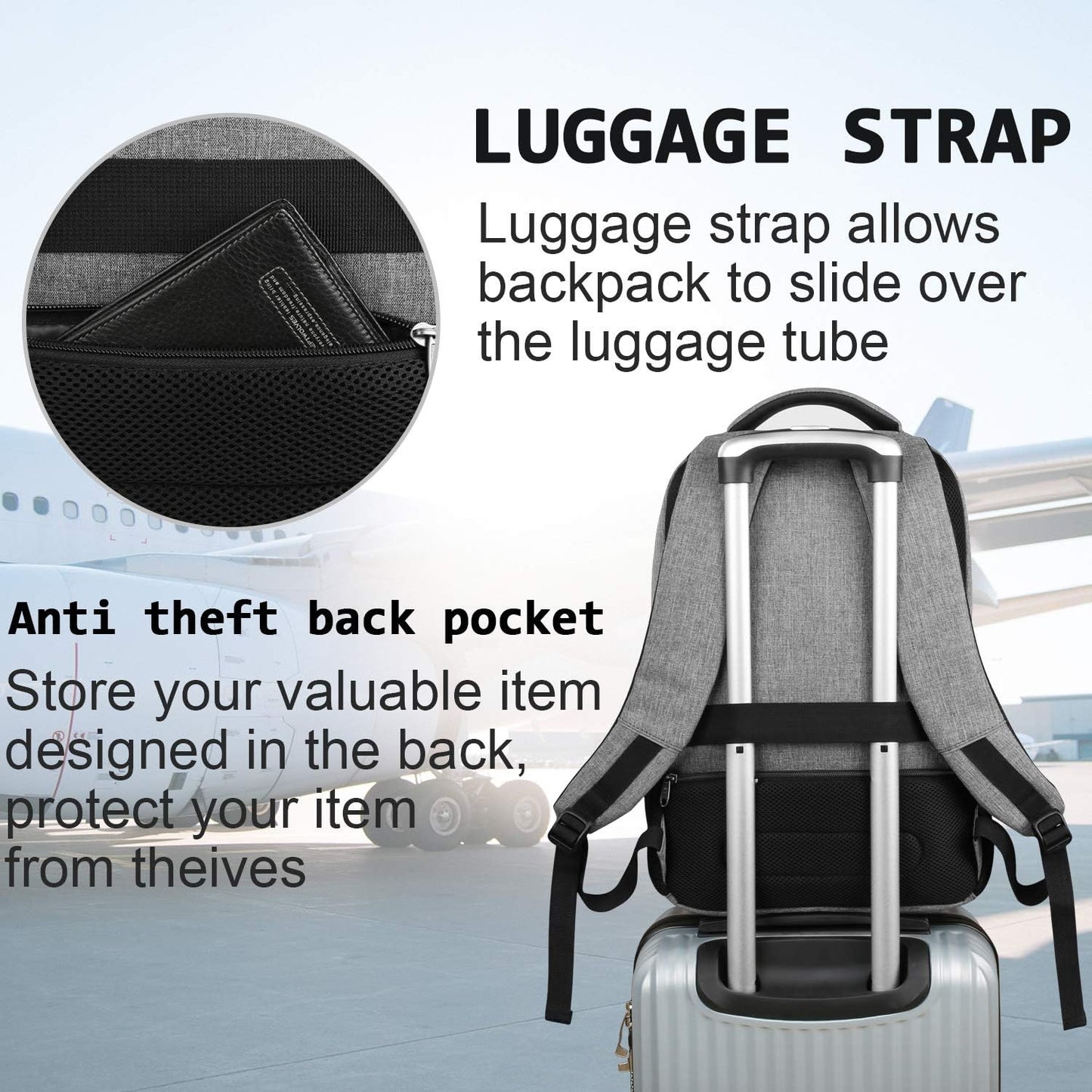 Anti-Theft Laptop Backpack 15.6" — USB Port & Water-Resistant 11