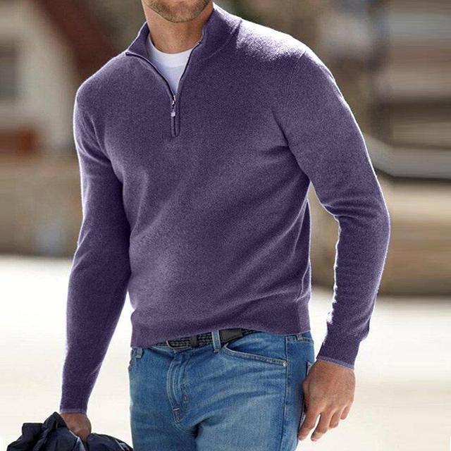 Men's Merino V-Neck Zip Sweater — Soft & Elegant Torino 8