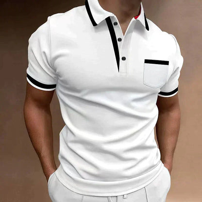 Polo Uomo Manica Corta Elegante Cotone Casual