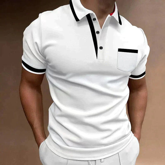 Polo Uomo Manica Corta Elegante Cotone Casual