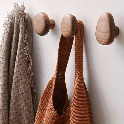 OakPebble Wooden Wall Hooks — Organic Design Set of 4 2