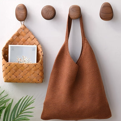 OakPebble Wooden Wall Hooks — Organic Design Set of 4 1