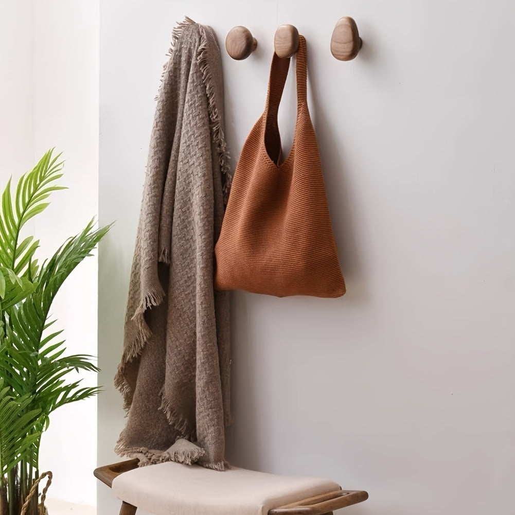 OakPebble Wooden Wall Hooks — Organic Design Set of 4 3