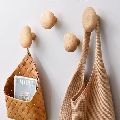 OakPebble Wooden Wall Hooks — Organic Design Set of 4 7