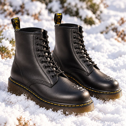 Unisex Genuine Leather Lace-Up Boots — Anti-Slip Rubber Sole 2