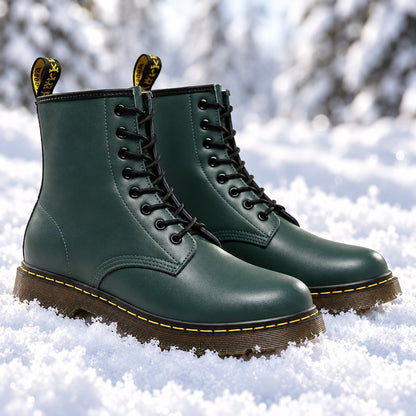 Unisex Genuine Leather Lace-Up Boots — Anti-Slip Rubber Sole 11