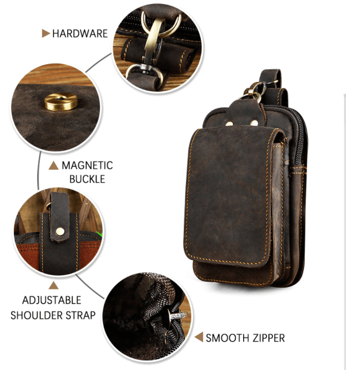 EliteGuard Leather Belt Bag for Men — Adjustable Waist Strap 4
