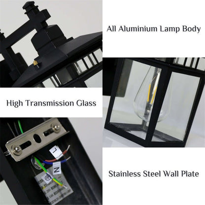 Outdoor Waterproof Wall Lantern Aluminum E27 IP23 — Black or Copper 10