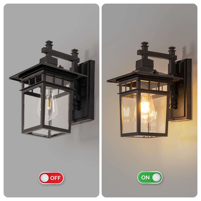 Outdoor Waterproof Wall Lantern Aluminum E27 IP23 — Black or Copper 12