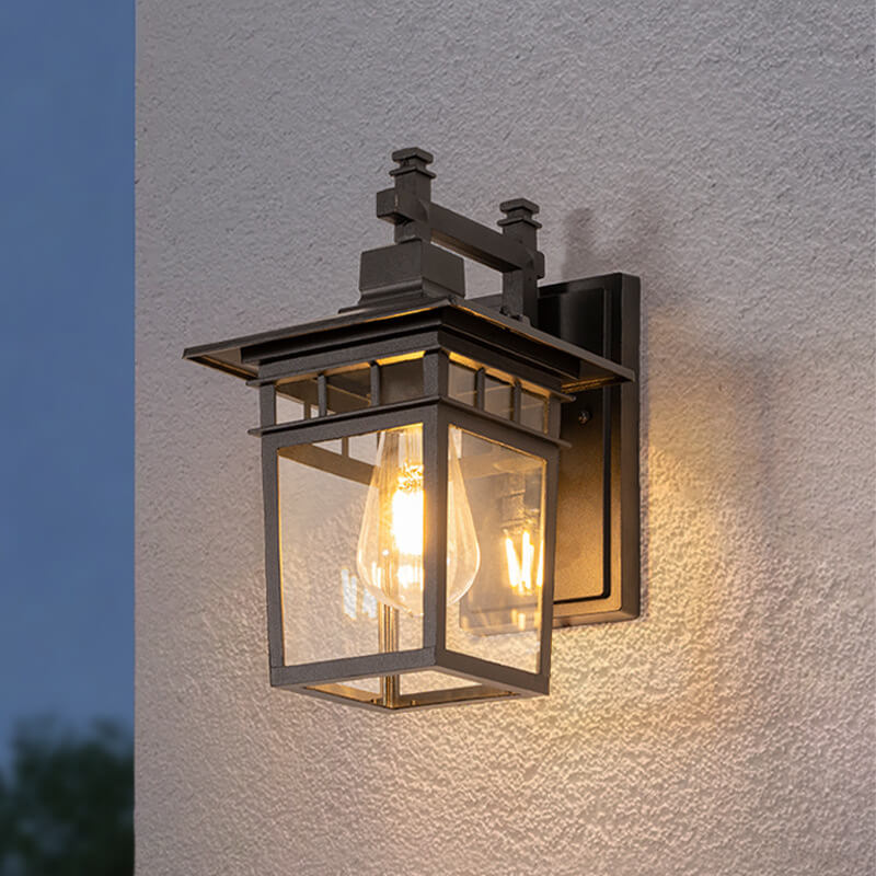 Outdoor Waterproof Wall Lantern Aluminum E27 IP23 — Black or Copper 2