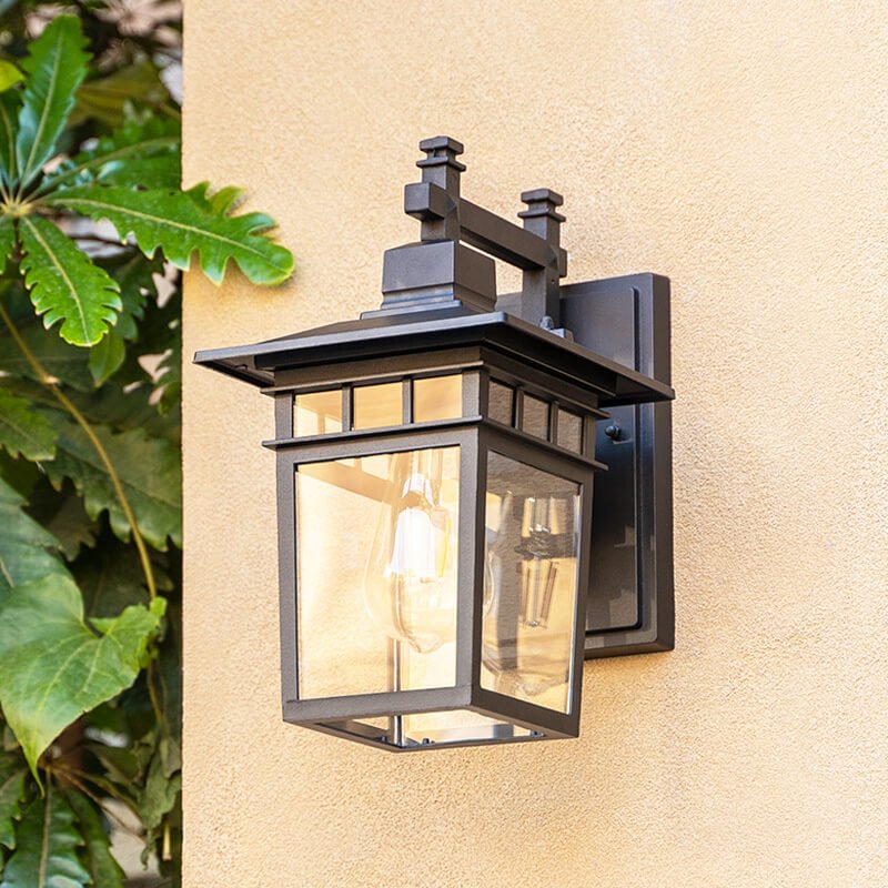 Outdoor Waterproof Wall Lantern Aluminum E27 IP23 — Black or Copper 7