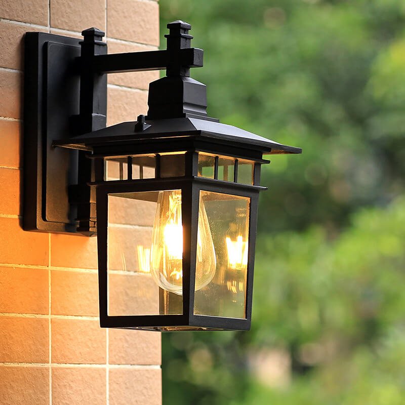 Outdoor Waterproof Wall Lantern Aluminum E27 IP23 — Black or Copper 8