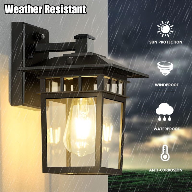 Outdoor Waterproof Wall Lantern Aluminum E27 IP23 — Black or Copper 9