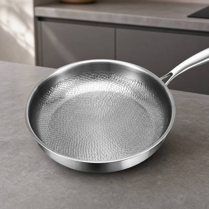 Stainless Steel Frying Pan Honeycomb Pattern — Gas & Induction 1