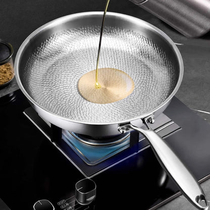 Stainless Steel Frying Pan Honeycomb Pattern — Gas & Induction 2