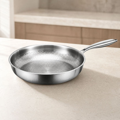 Stainless Steel Frying Pan Honeycomb Pattern — Gas & Induction 9