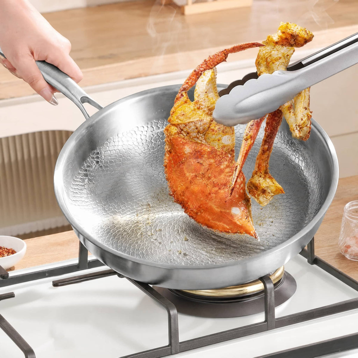 Stainless Steel Honeycomb Frying Pan — Induction & Gas 3
