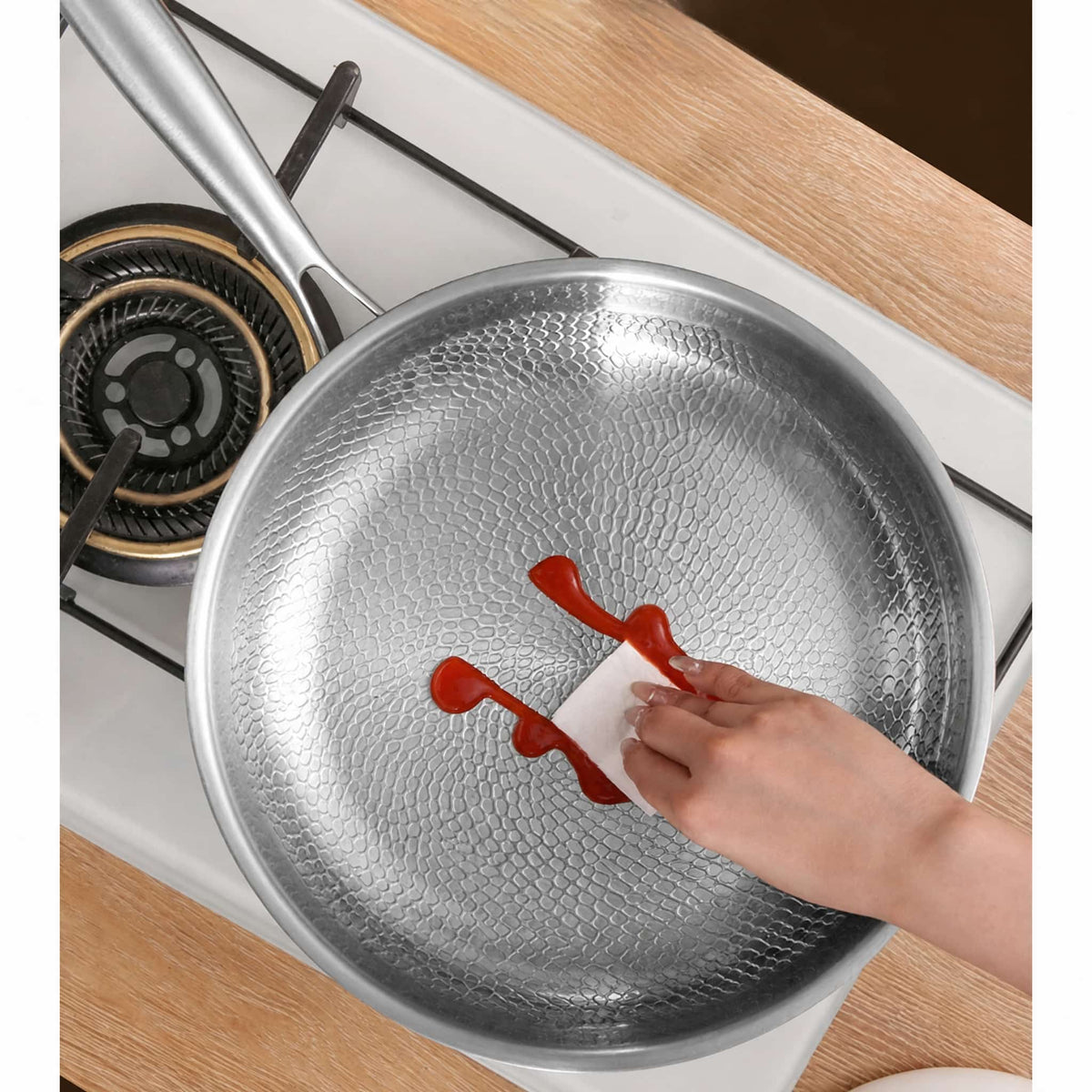 Stainless Steel Honeycomb Frying Pan — Induction & Gas 4