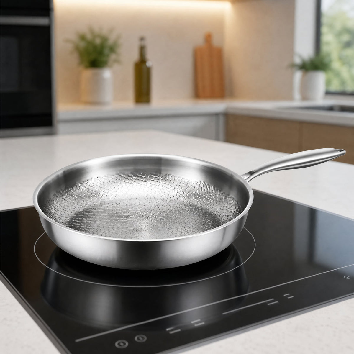 Stainless Steel Honeycomb Frying Pan — Induction & Gas 5