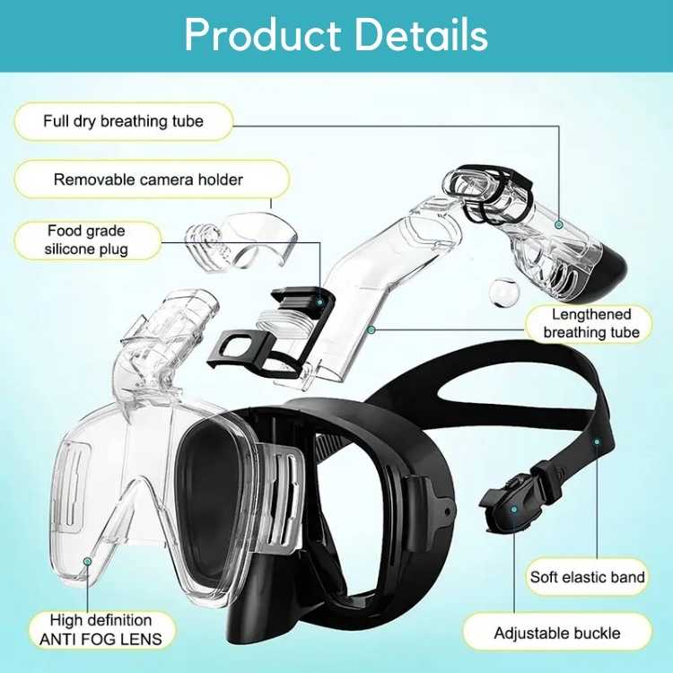 Maschera Snorkeling Pieghevole Panoramica 180°